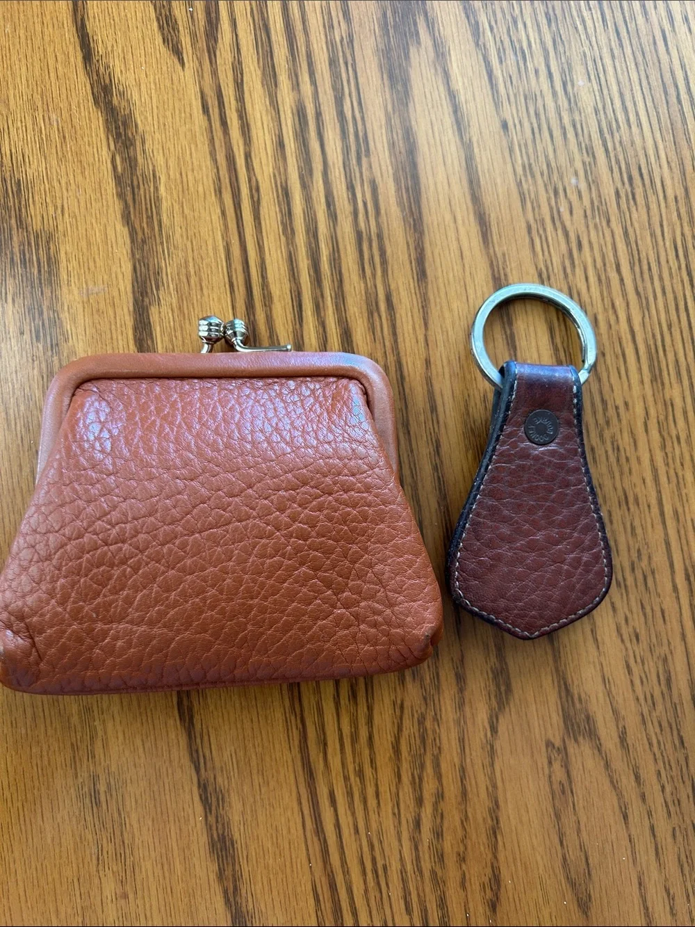 Dooney & Bourke Chestnut Brown Pebbled Leather Coin Purse with Key Fob VGUC